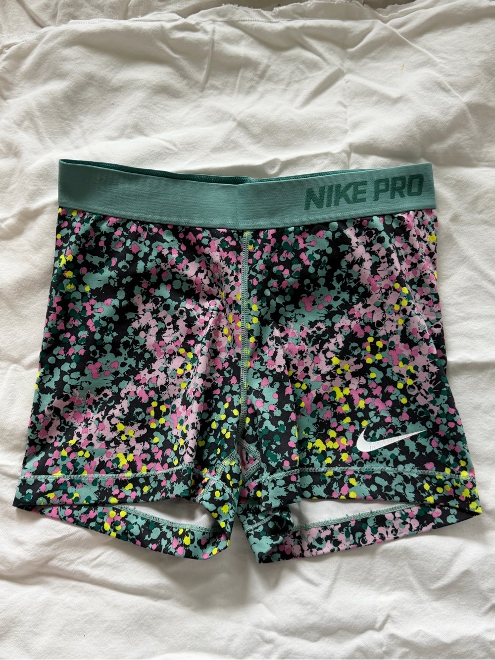 Nike Pro Black Multicolor Splatter Athletic Shorts